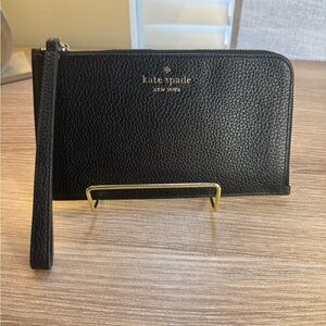 Kate Spade Black Pebbled Leather Wristlet